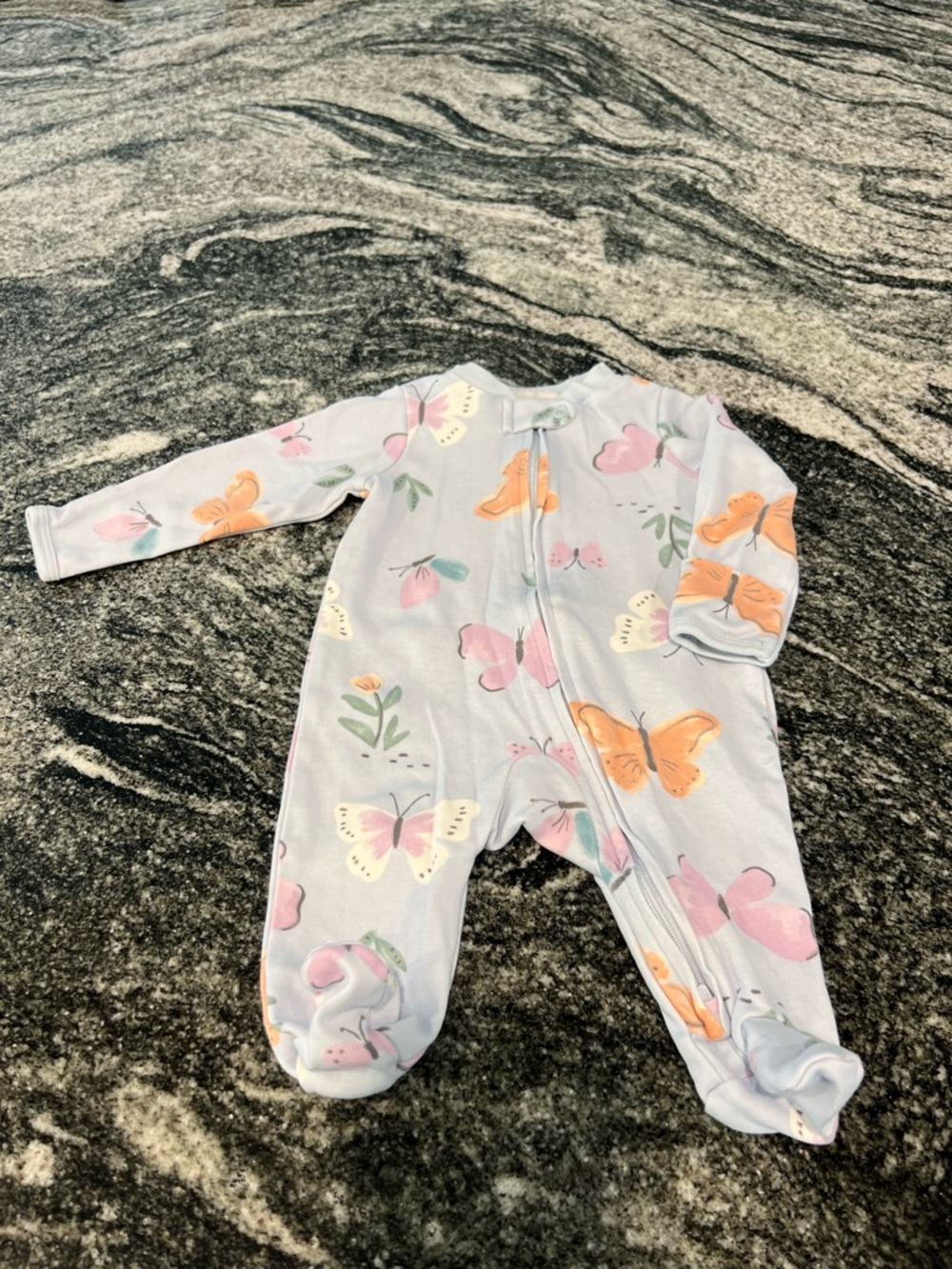 Carter's Light Blue Butterfly Footed One-Piece